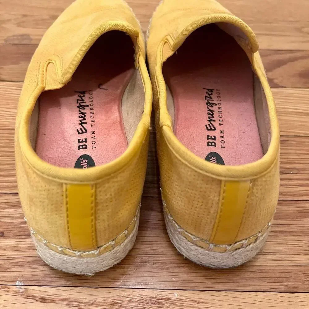 Dr. Scholl's Far Out Yellow Perforated Espadrille Slip-On Shoes Size 6.5M